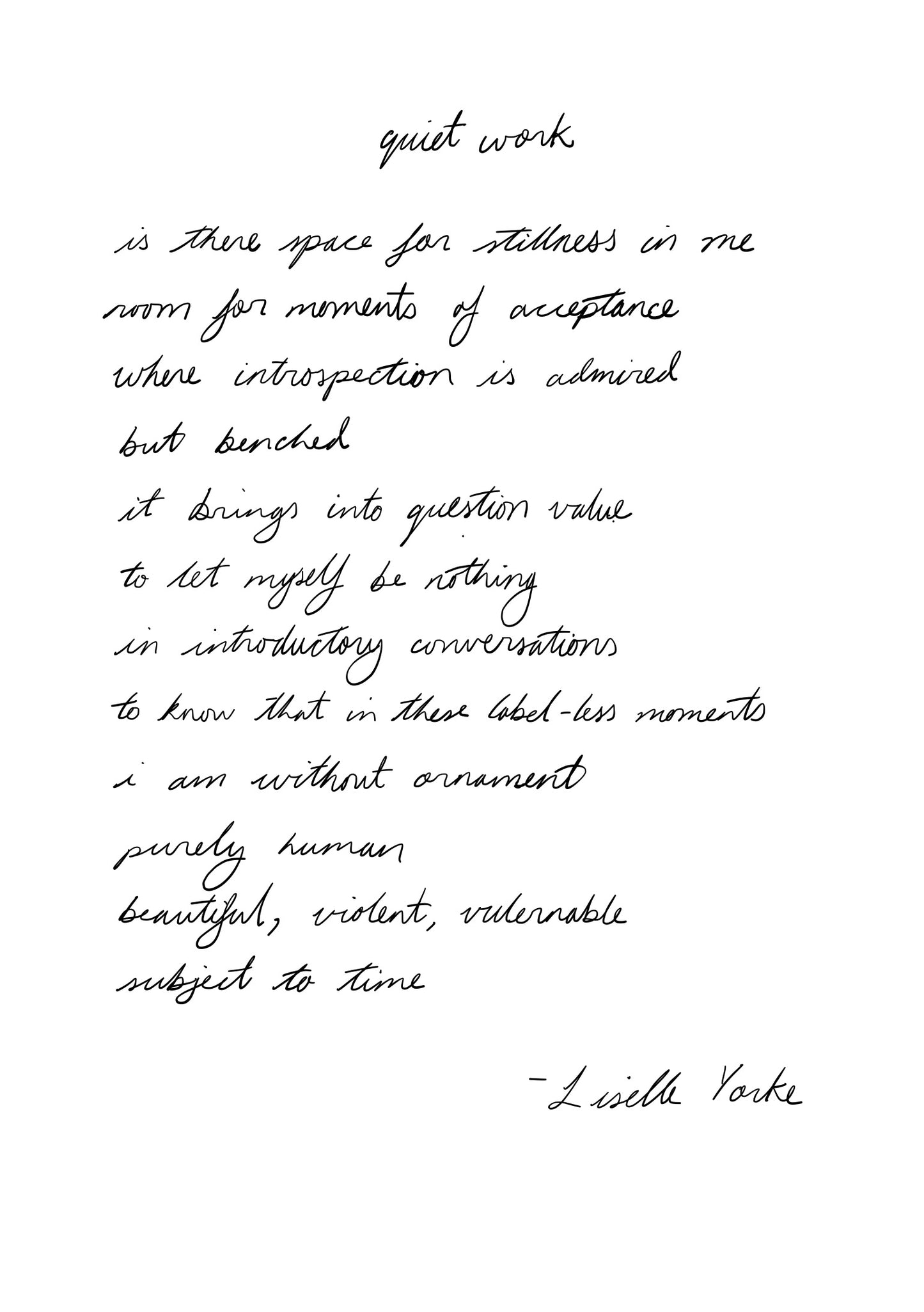 'quiet work' Poetry Wall Hanging
