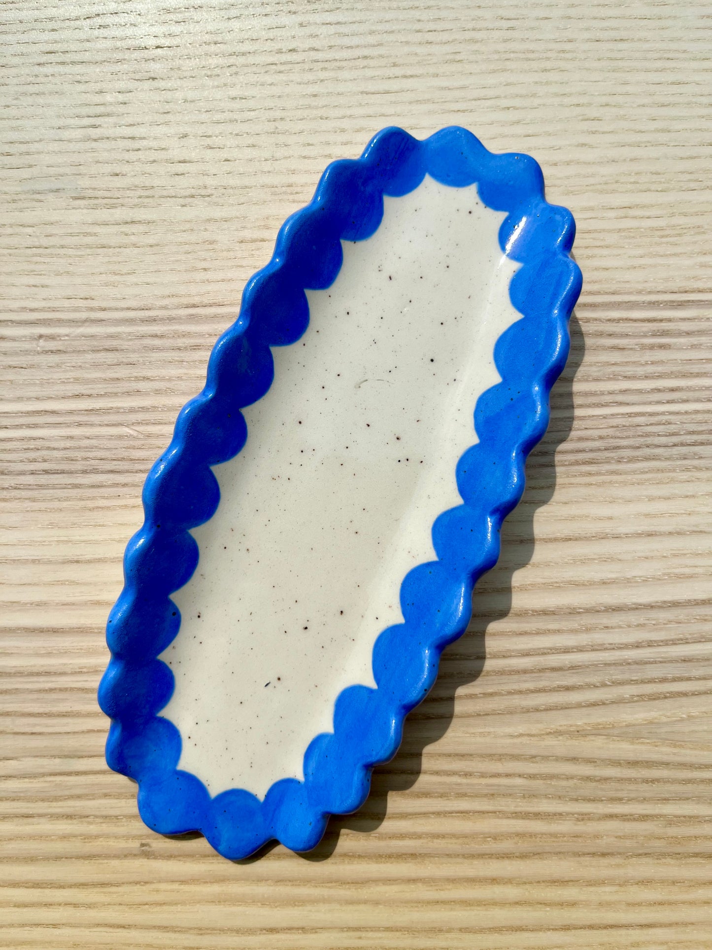 Blue Scalloped Hotdog/Corn Holder