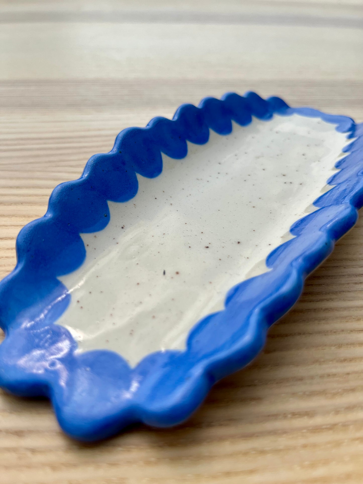 Blue Scalloped Hotdog/Corn Holder