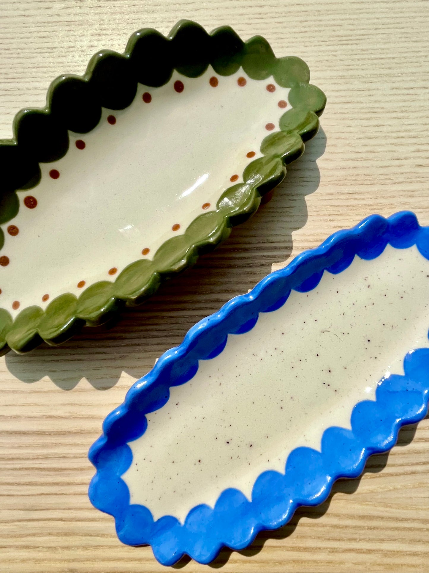 Blue Scalloped Hotdog/Corn Holder