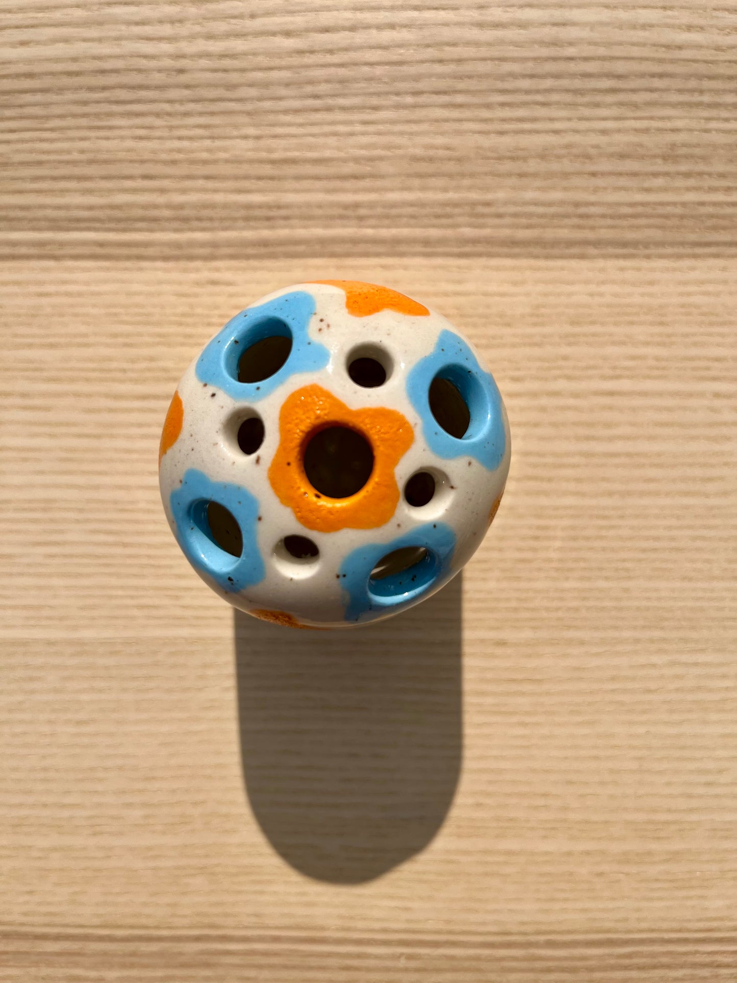 Blue and Orange Abstract Bud Vase