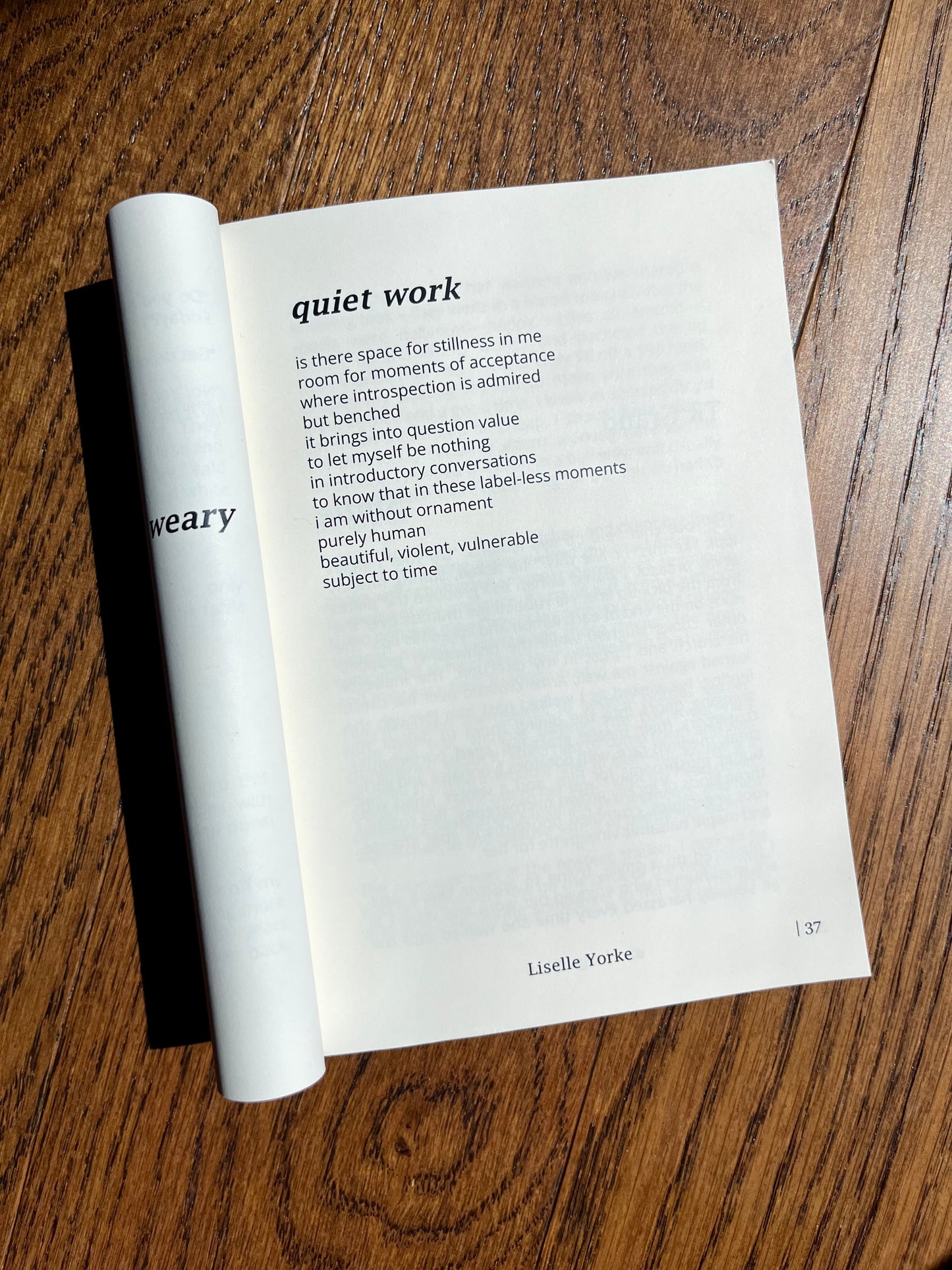 'quiet work' Poetry Wall Hanging
