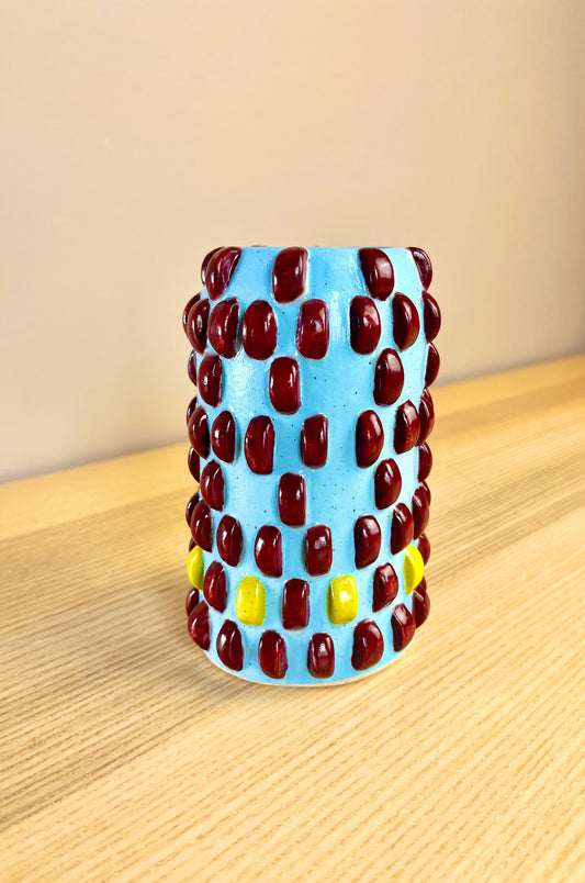 Blue & Burgundy Spotted Vase