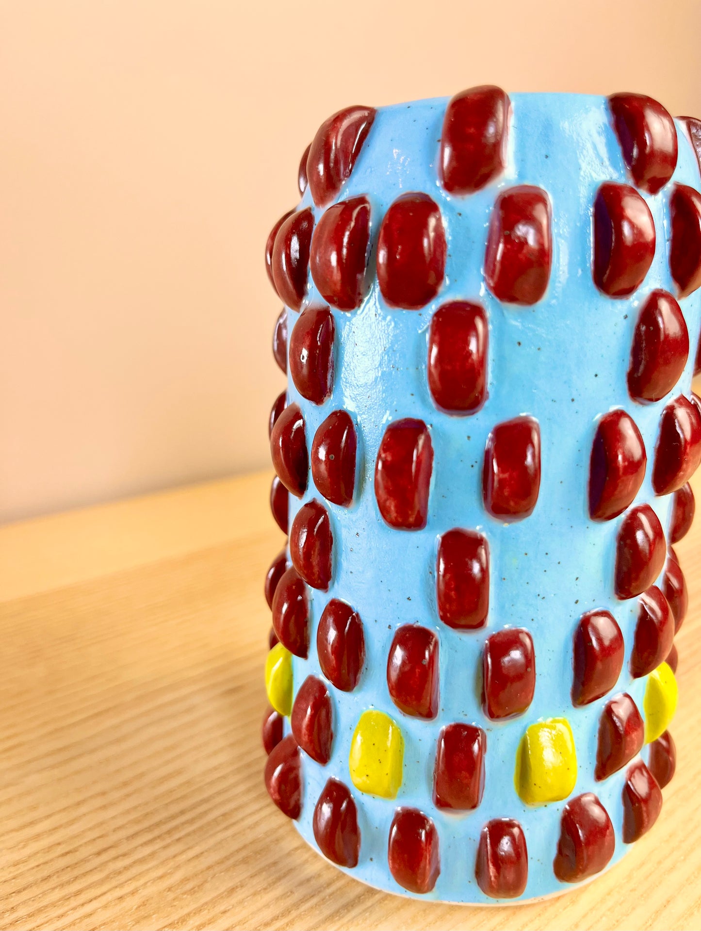 Blue & Burgundy Spotted Vase