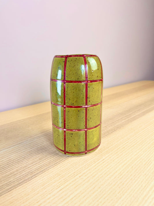 Olive Green & Burgundy Vase
