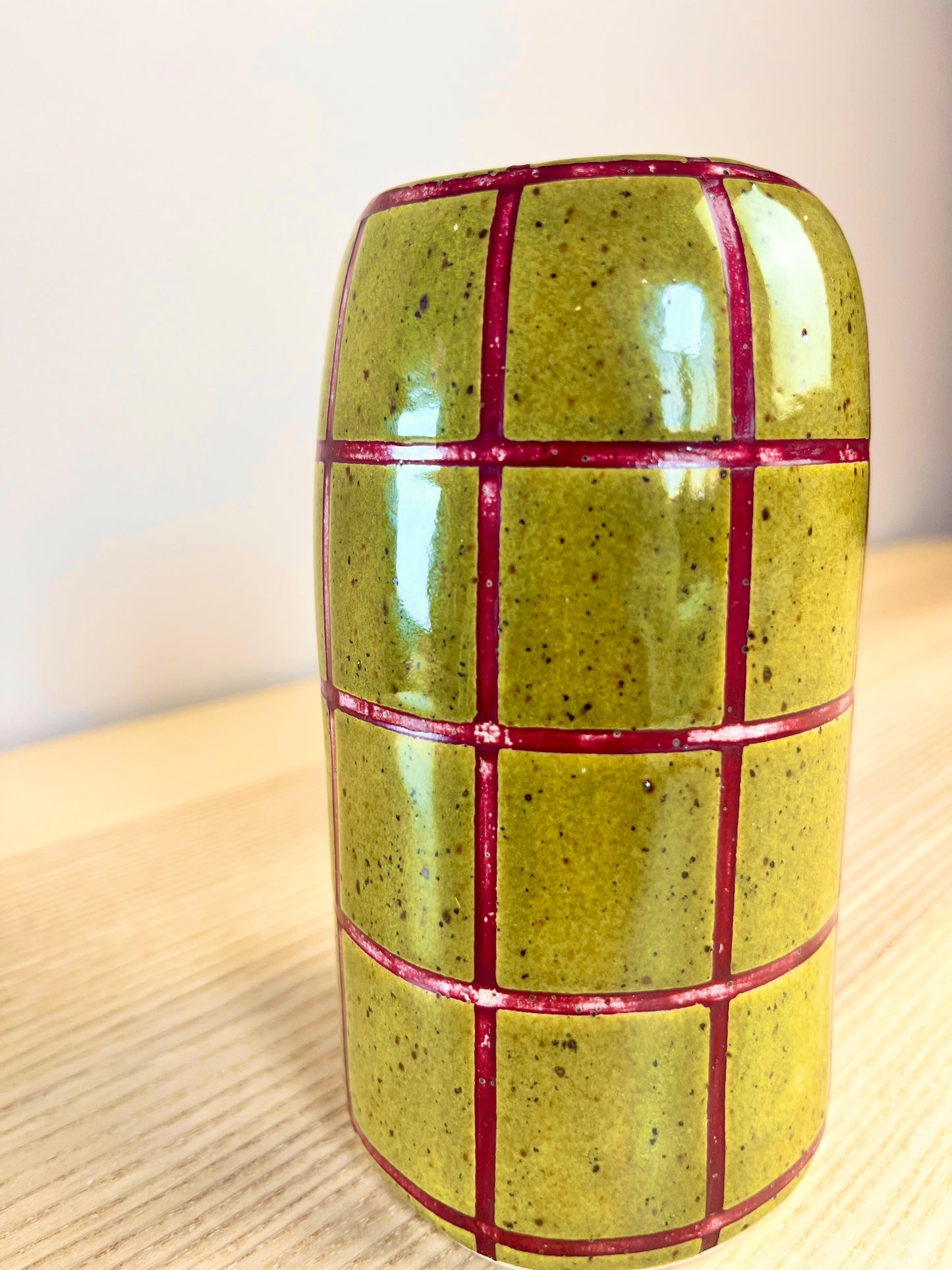 Olive Green & Burgundy Vase
