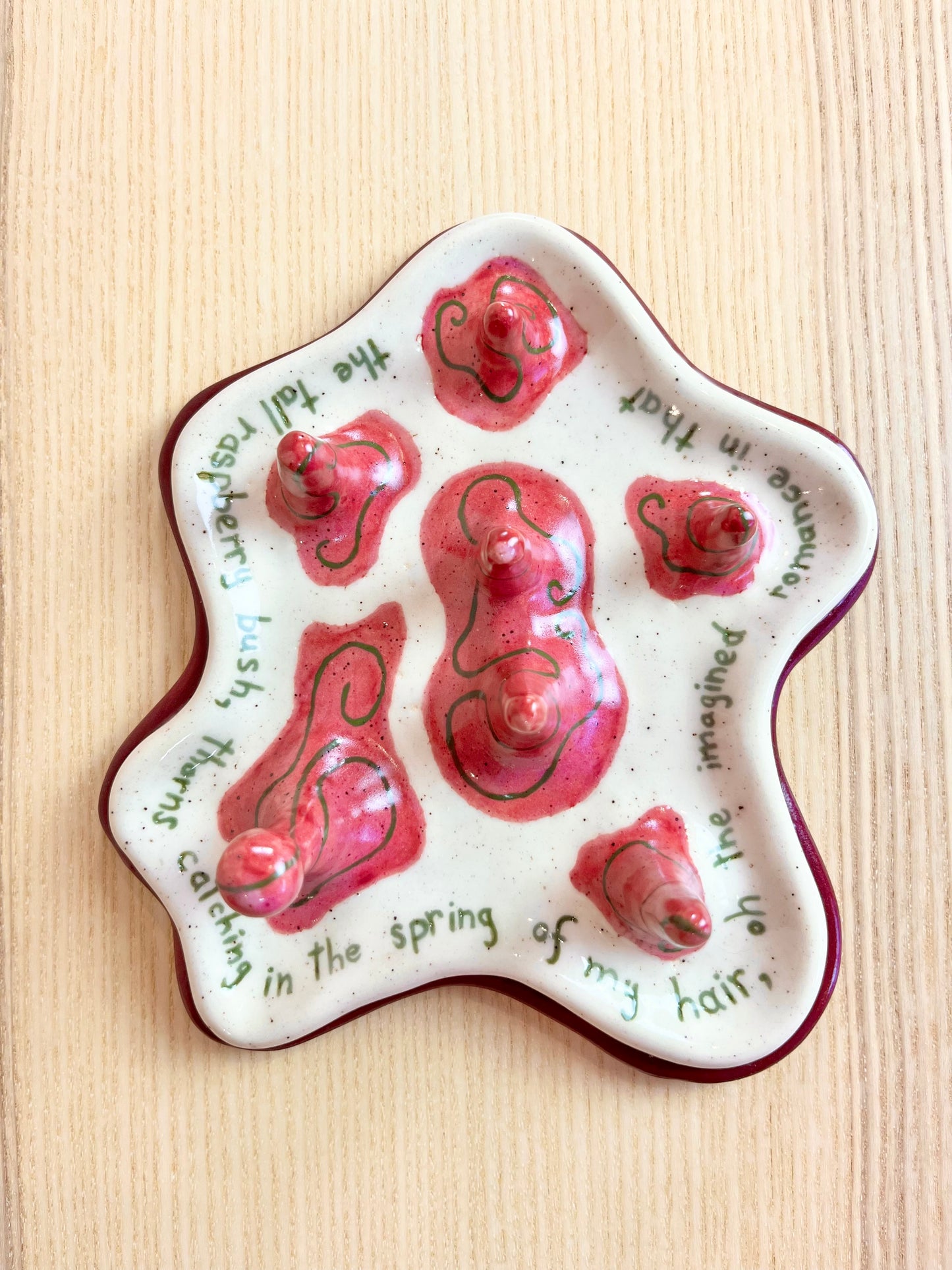 Raspberry Turrets & Poetry Ring Holder