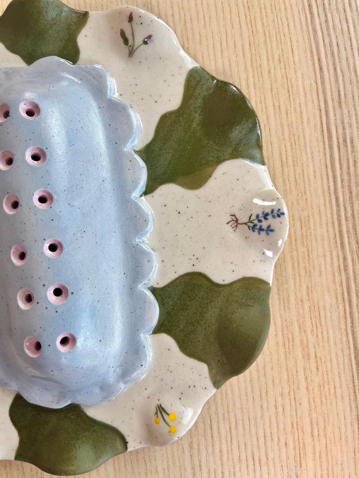 Ice Blue Floral Jewelry Tray and Pot - Seconds Sale