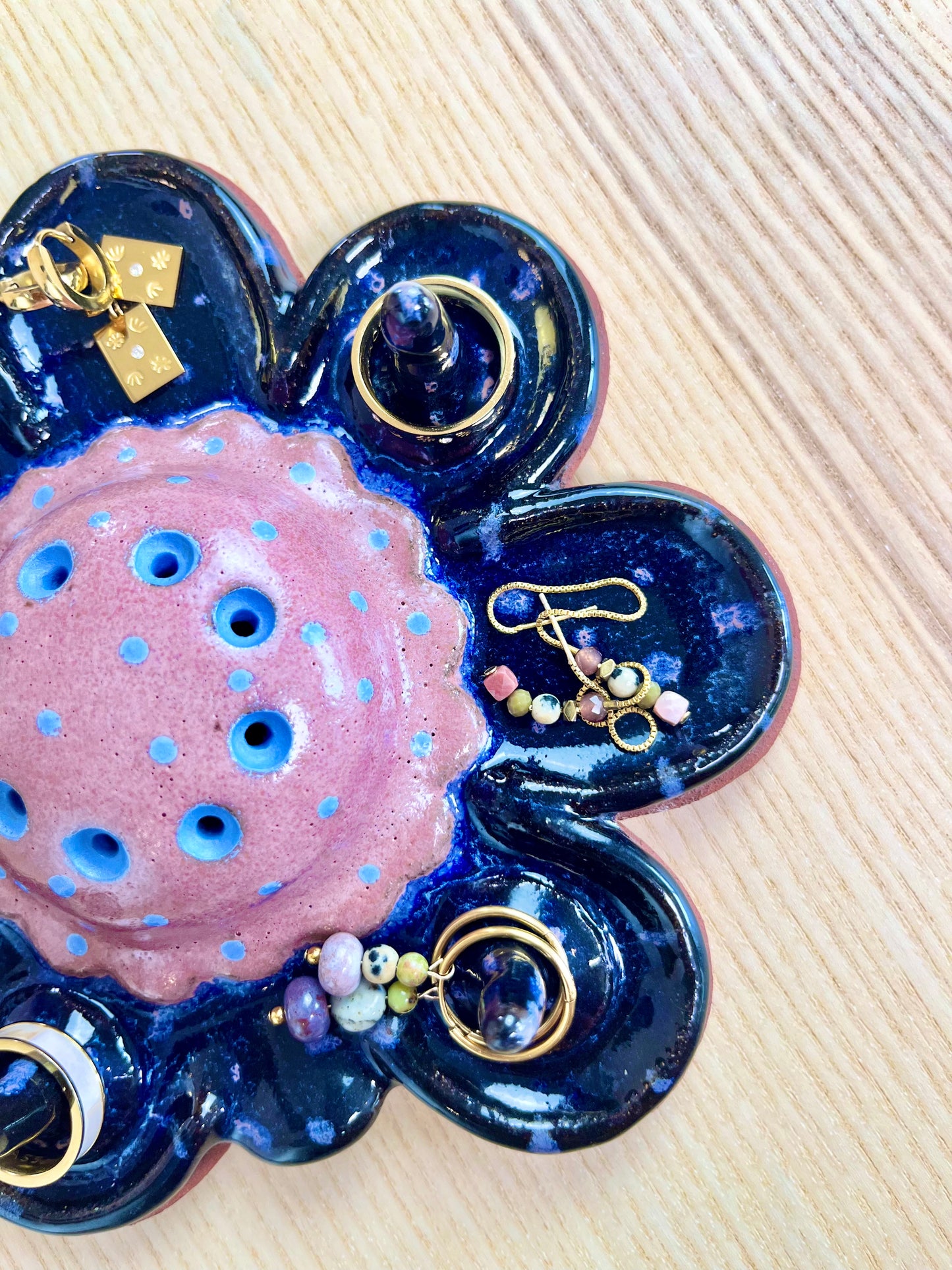 Blue Petals Pink Pod Jewelry Tray