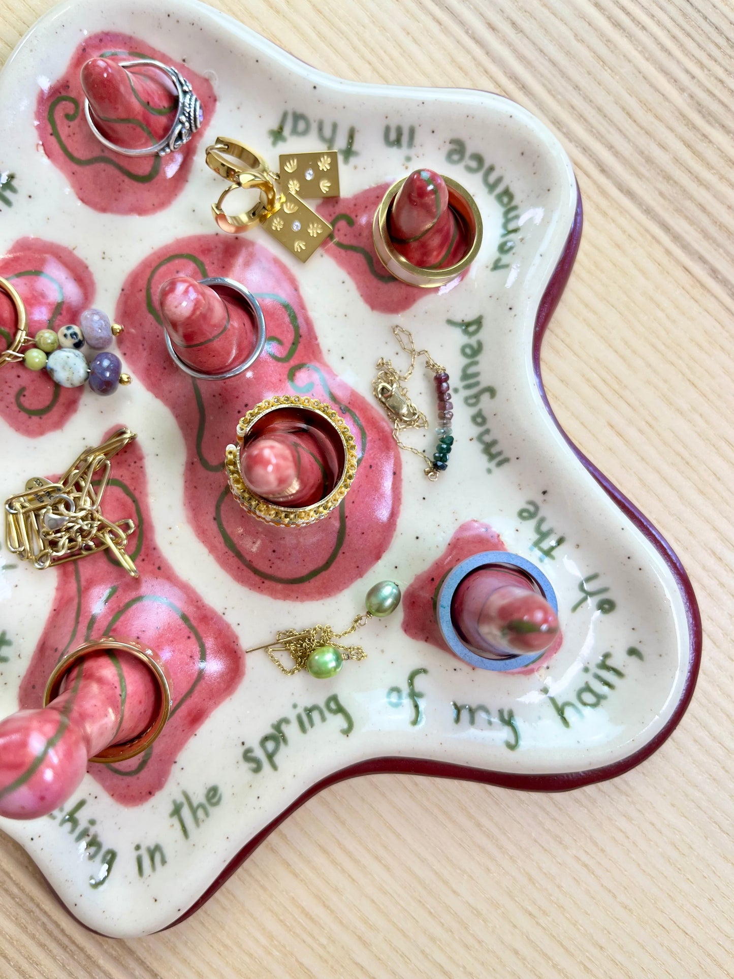 Raspberry Turrets & Poetry Ring Holder