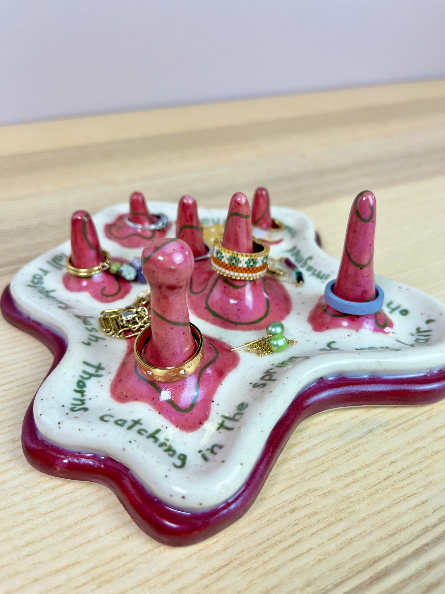 Raspberry Turrets & Poetry Ring Holder