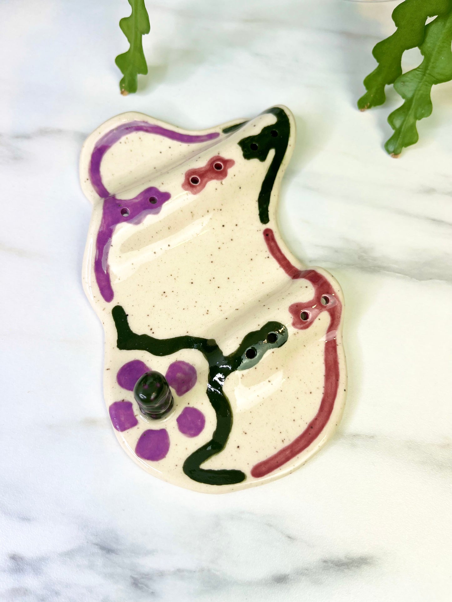 Green, Pink, and Purple Boarder Wavy Jewelry Tray