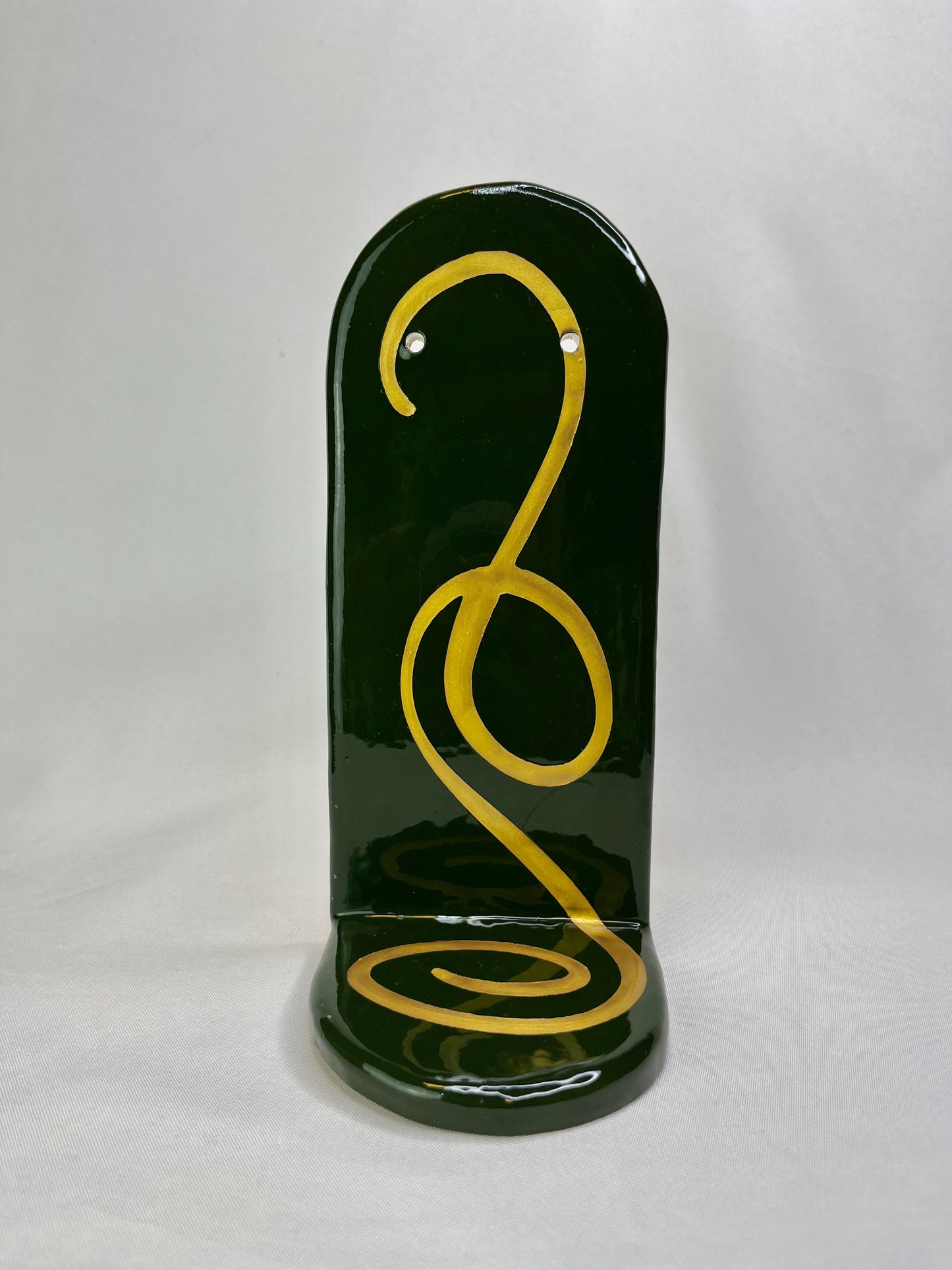 Tall Gold & Green Jewelry Shelf & Pot