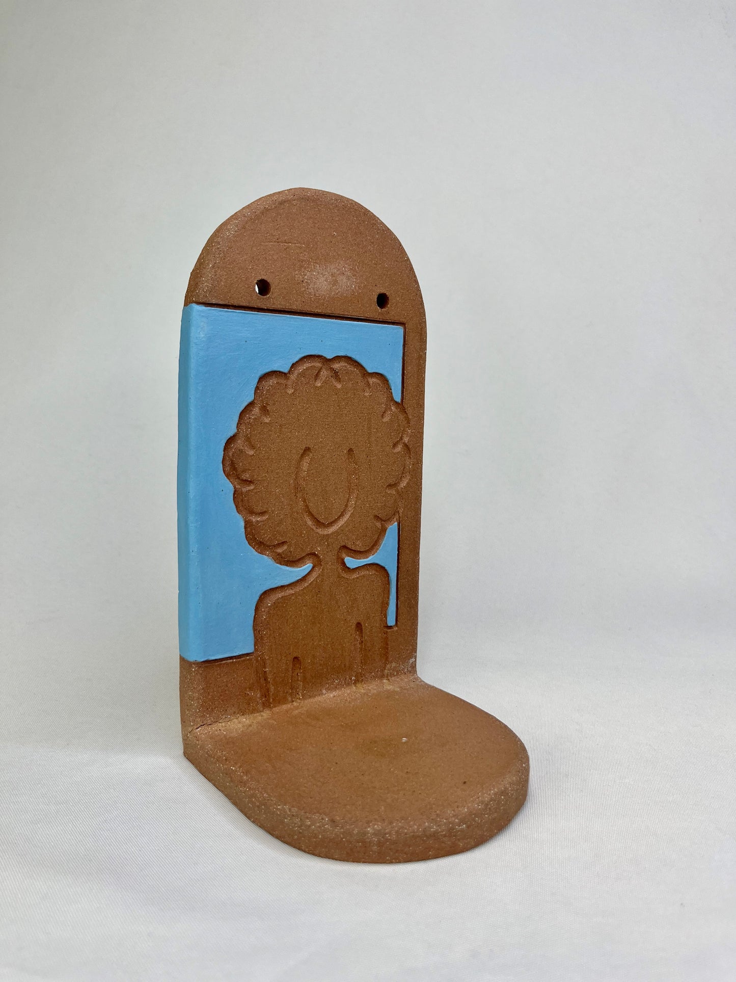 Bright Blue Afro Lady Jewelry Shelf & Pot