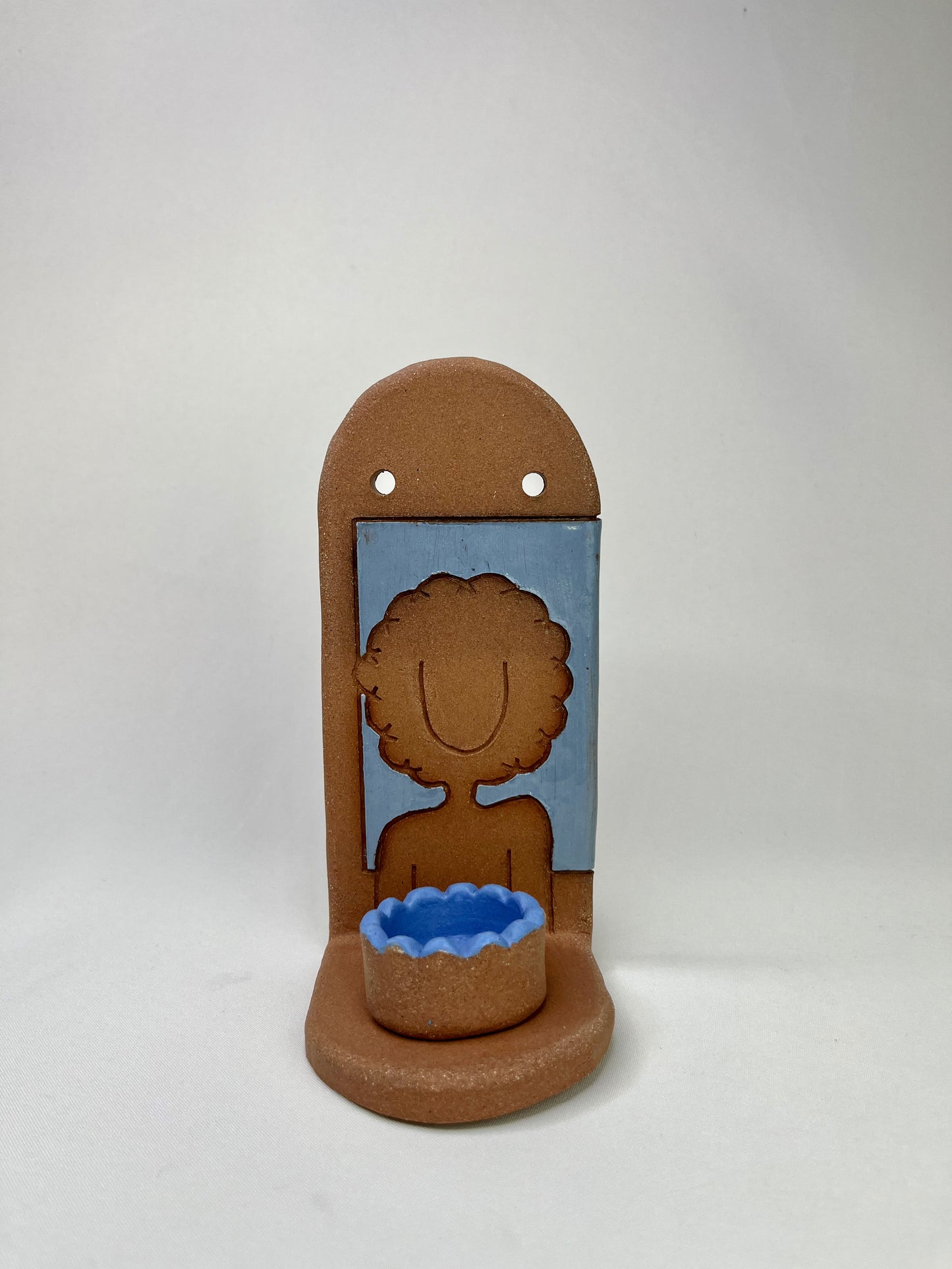 Pale Blue Afro Lady Jewelry Shelf & Pot