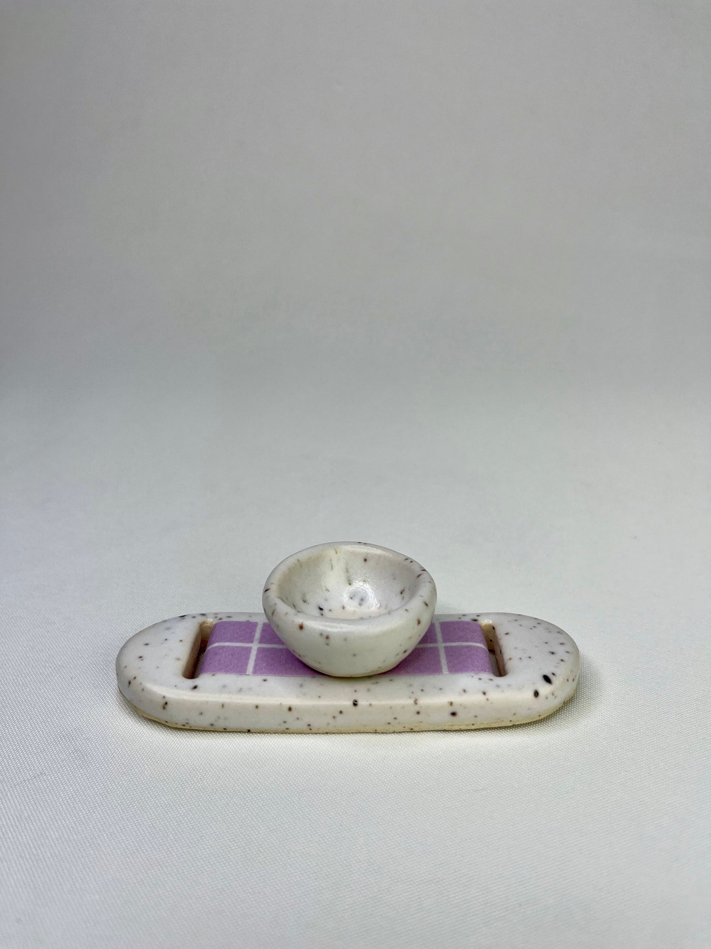 Small White Lavender Jewelry Tray & Pot
