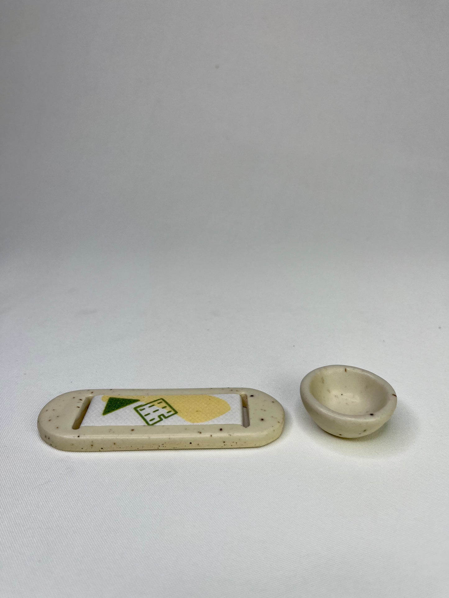 Small Cream Homes Jewelry Tray & Pot