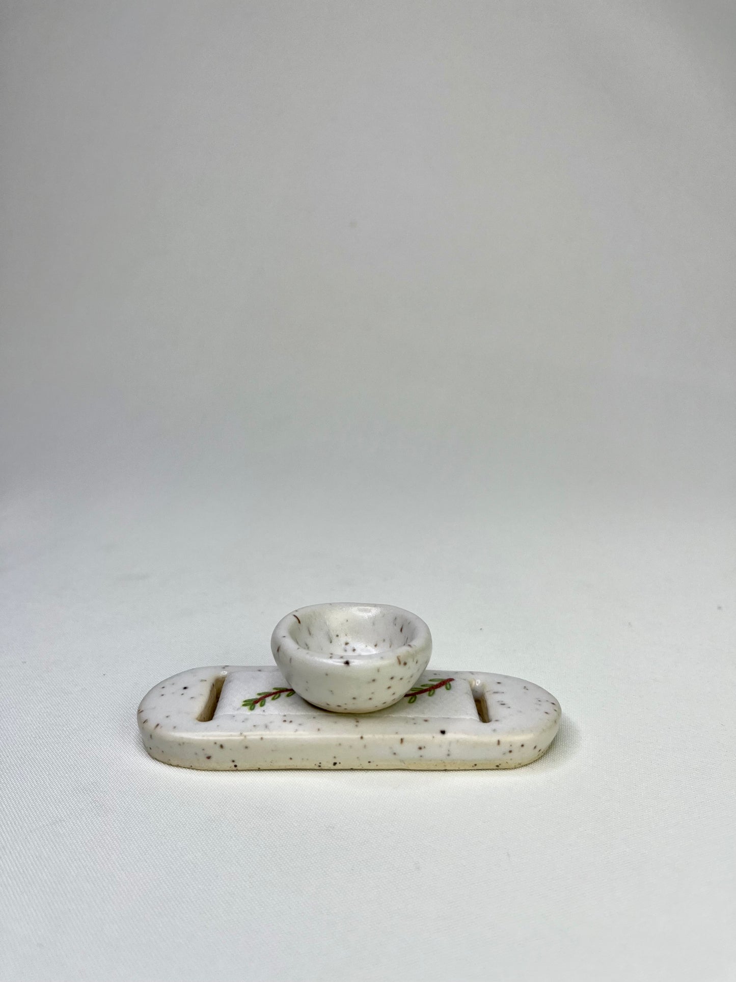 Small White Leaves Jewelry Tray & Pot