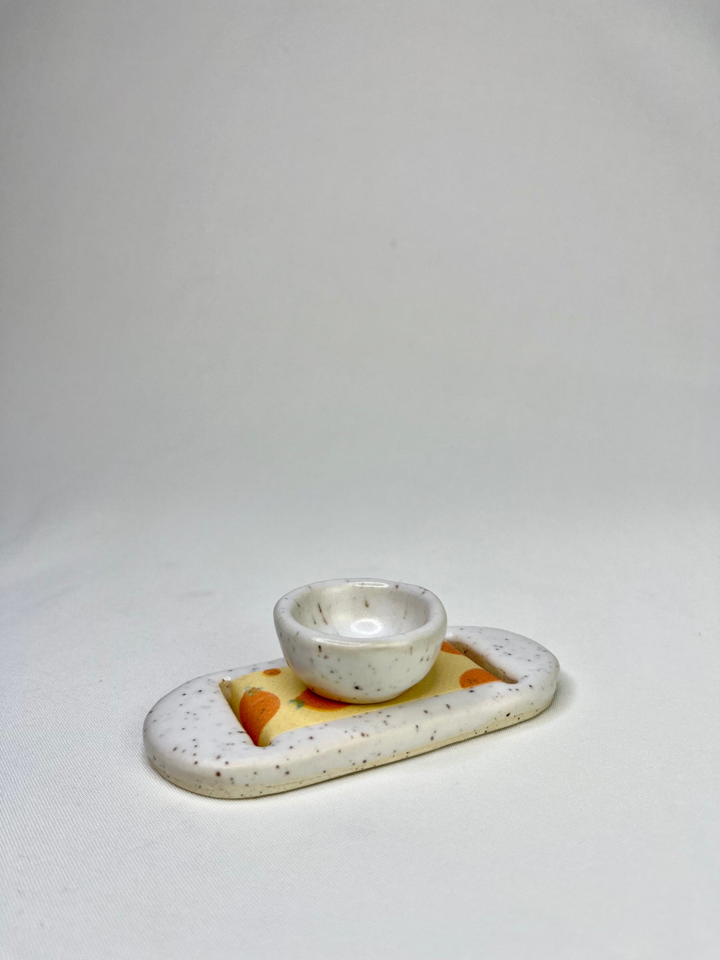 Medium White Oranges Jewelry Tray & Pot