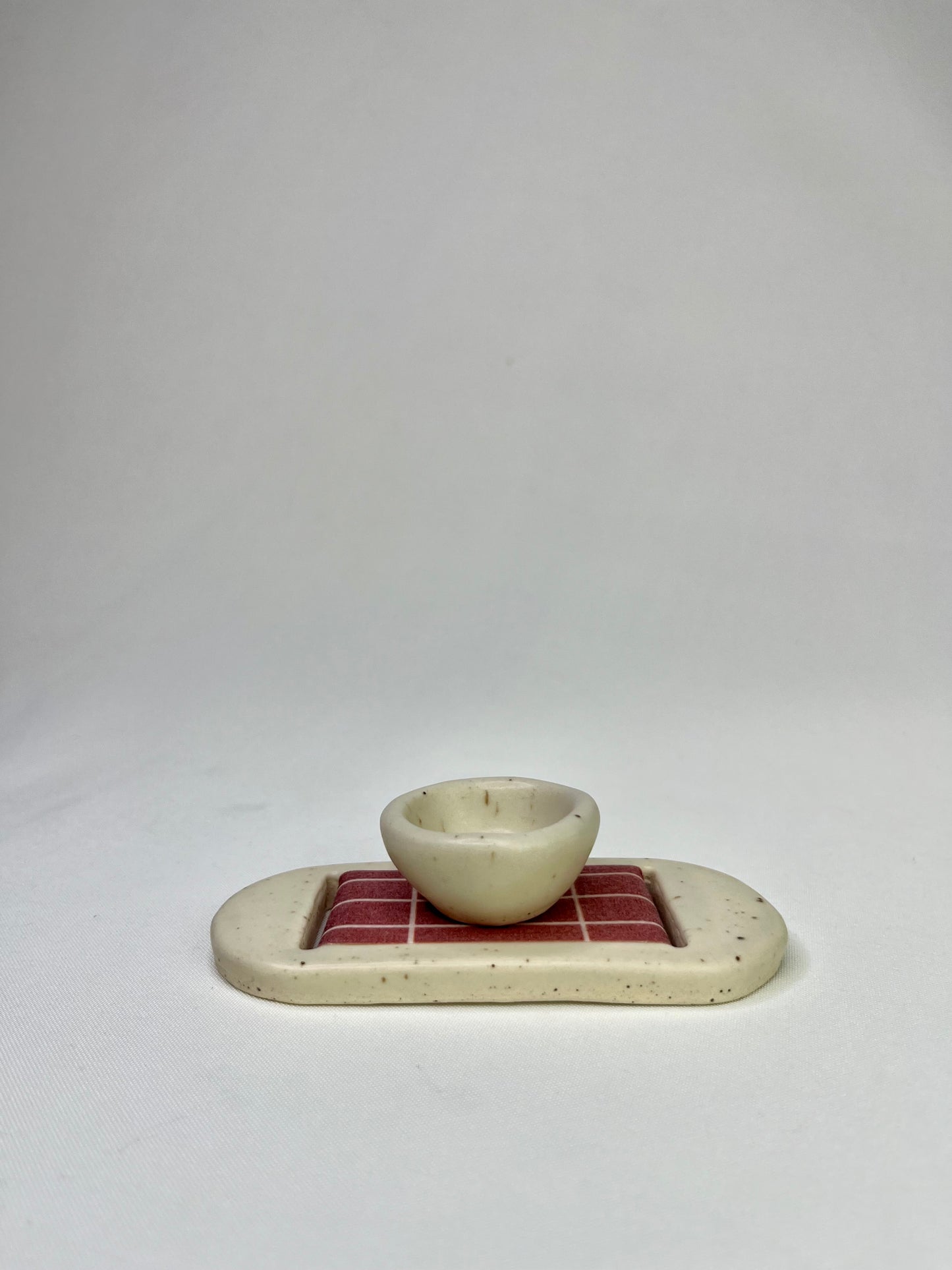 Medium Cream Brick Jewelry Tray & Pot