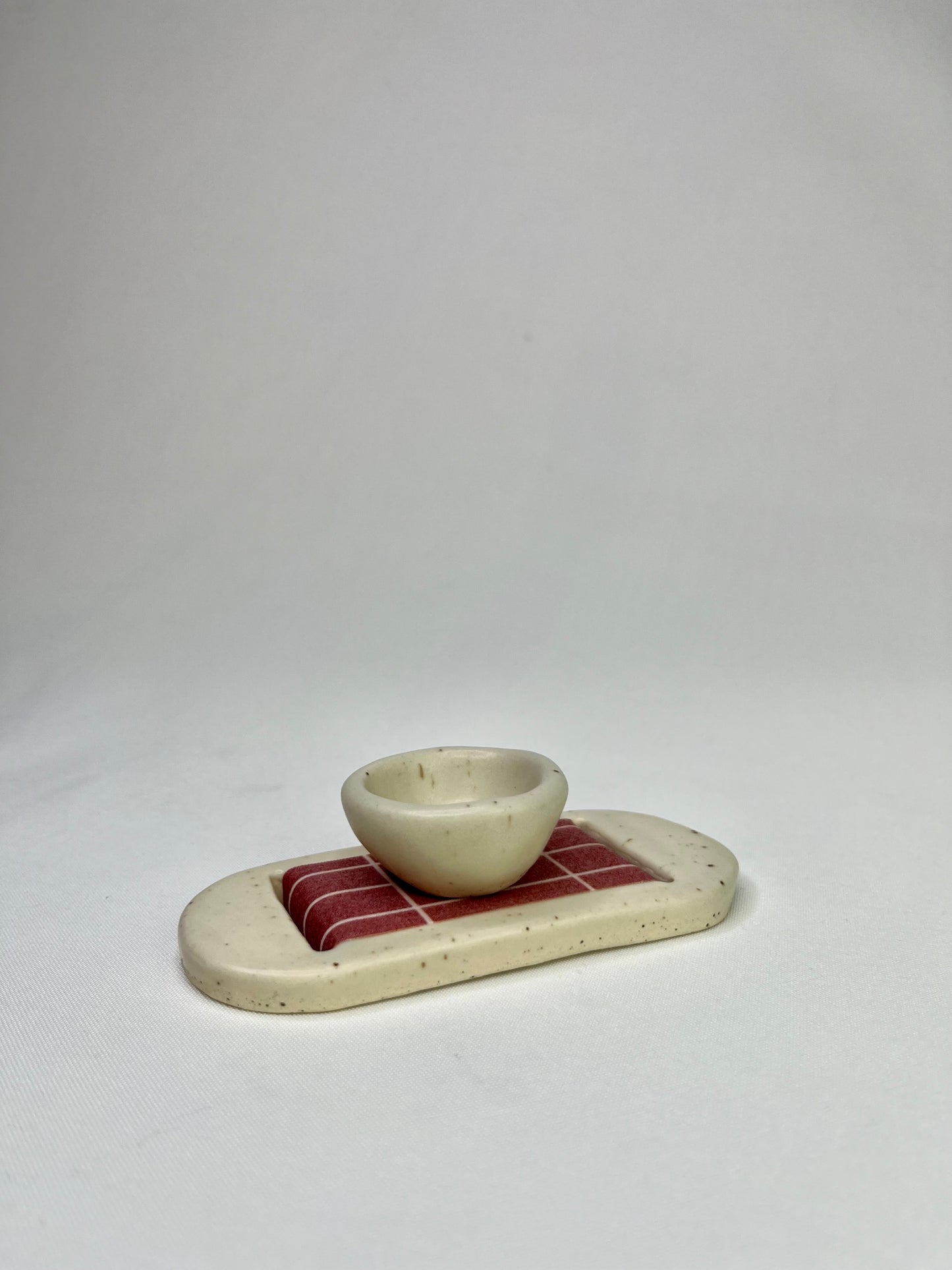 Medium Cream Brick Jewelry Tray & Pot