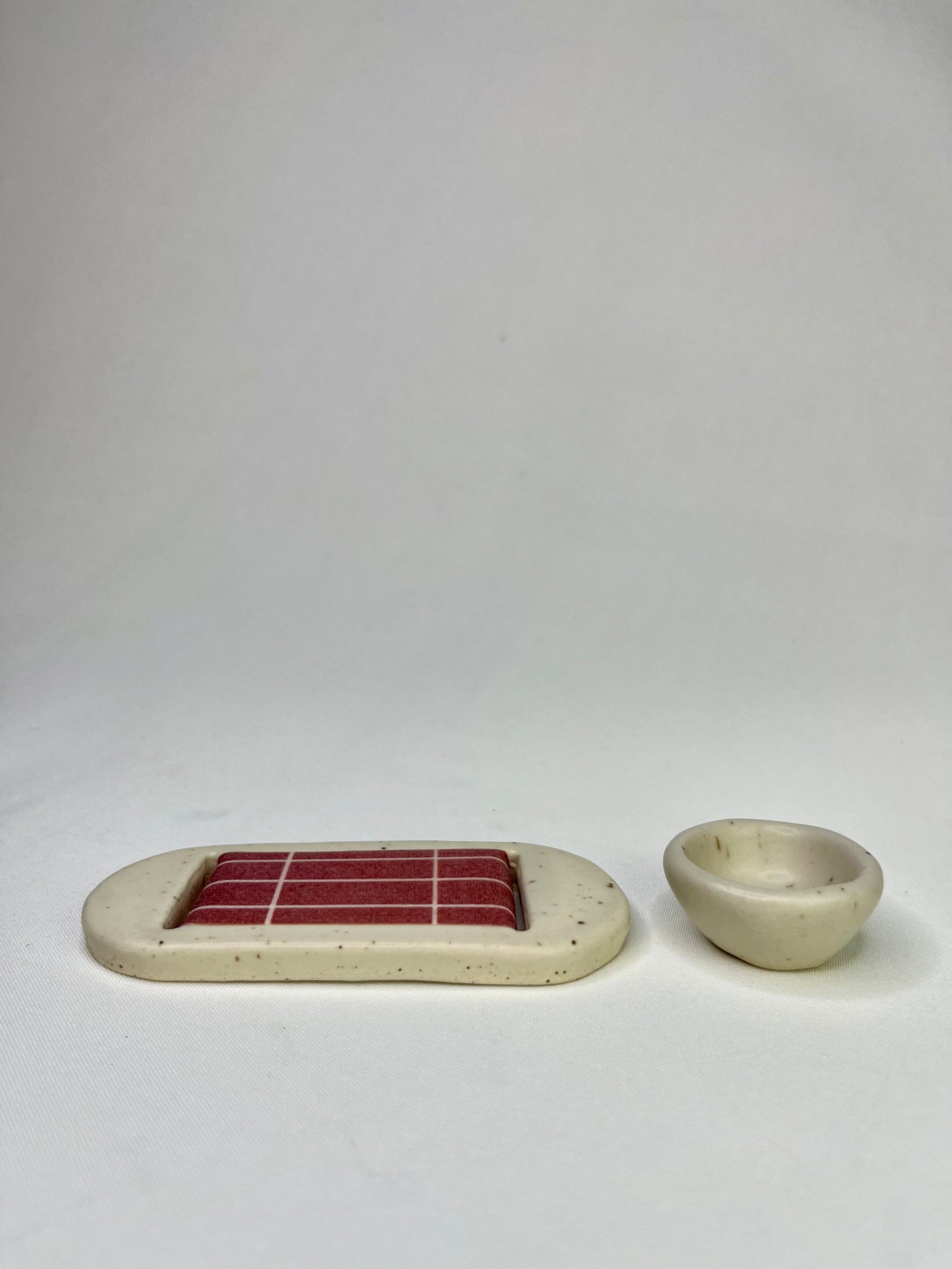 Medium Cream Brick Jewelry Tray & Pot