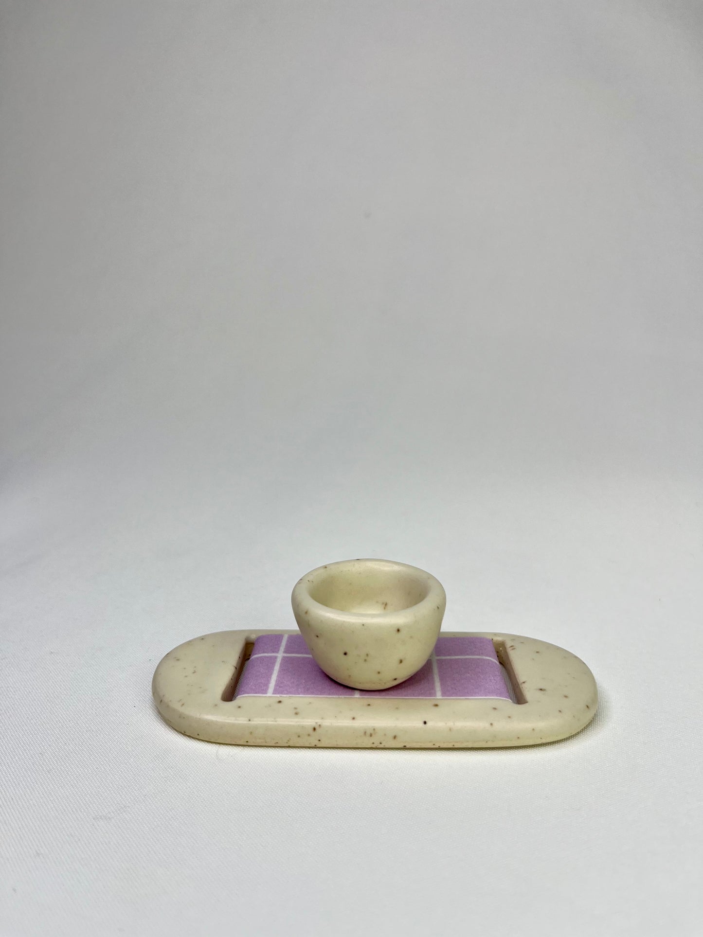 Medium Lavender Cream Jewelry Tray & Pot