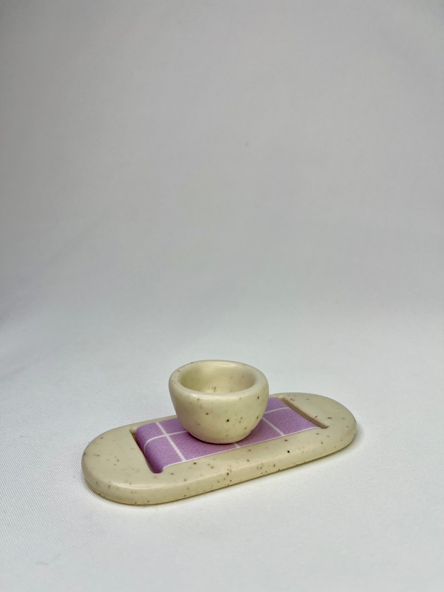 Medium Lavender Cream Jewelry Tray & Pot