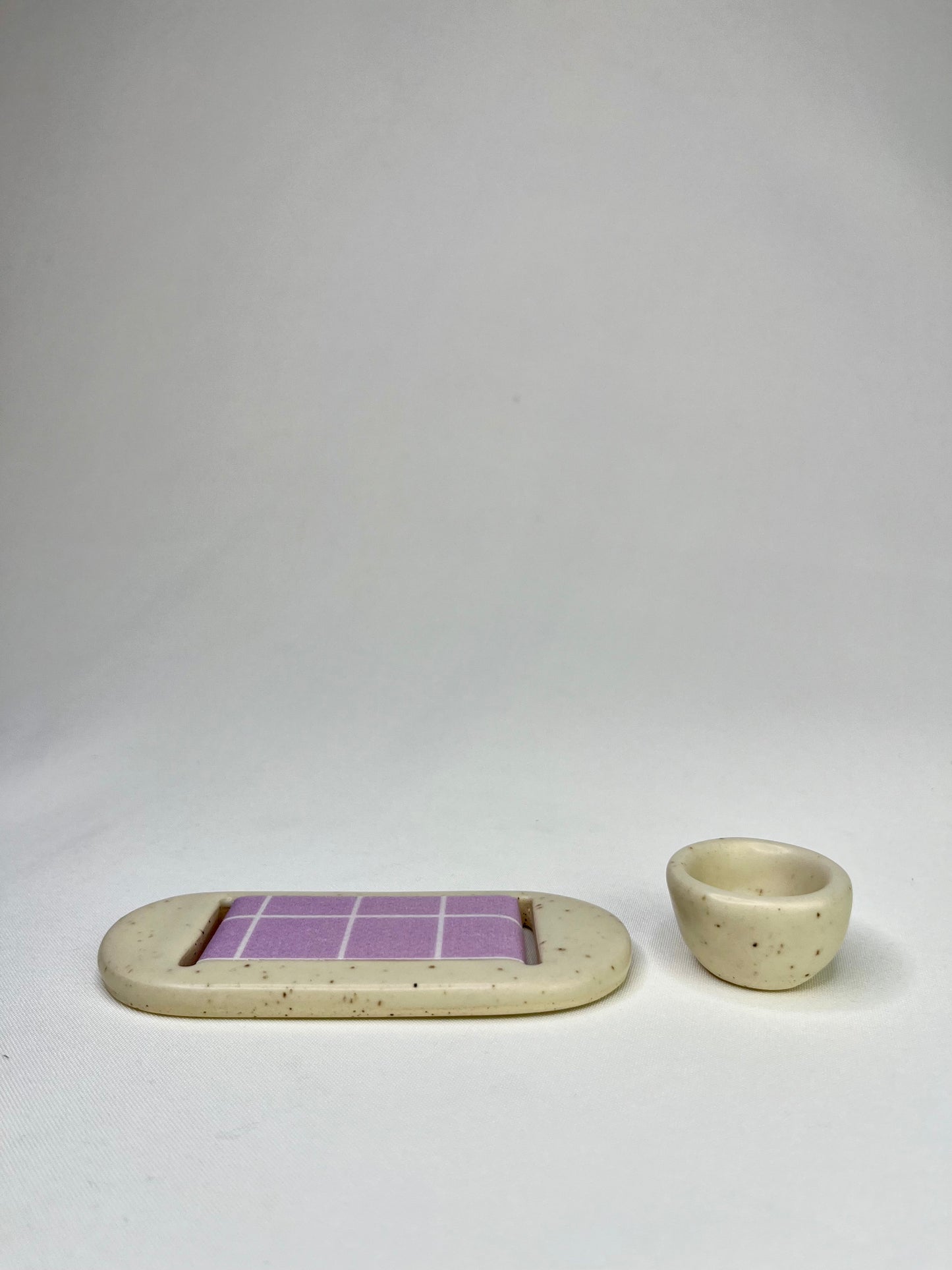 Medium Lavender Cream Jewelry Tray & Pot