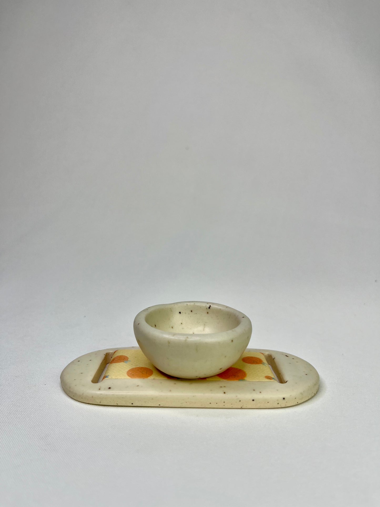 Large Cream Oranges Jewelry Tray & Pot