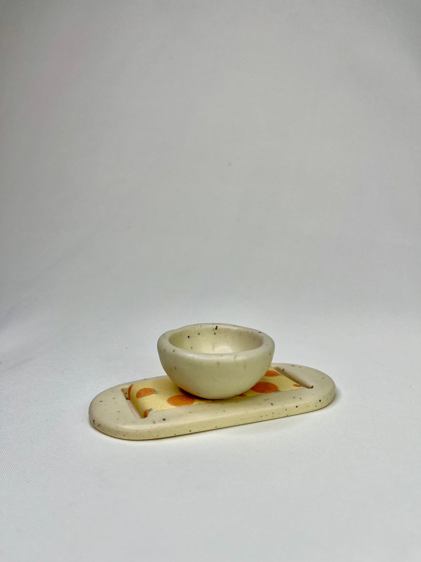 Large Cream Oranges Jewelry Tray & Pot