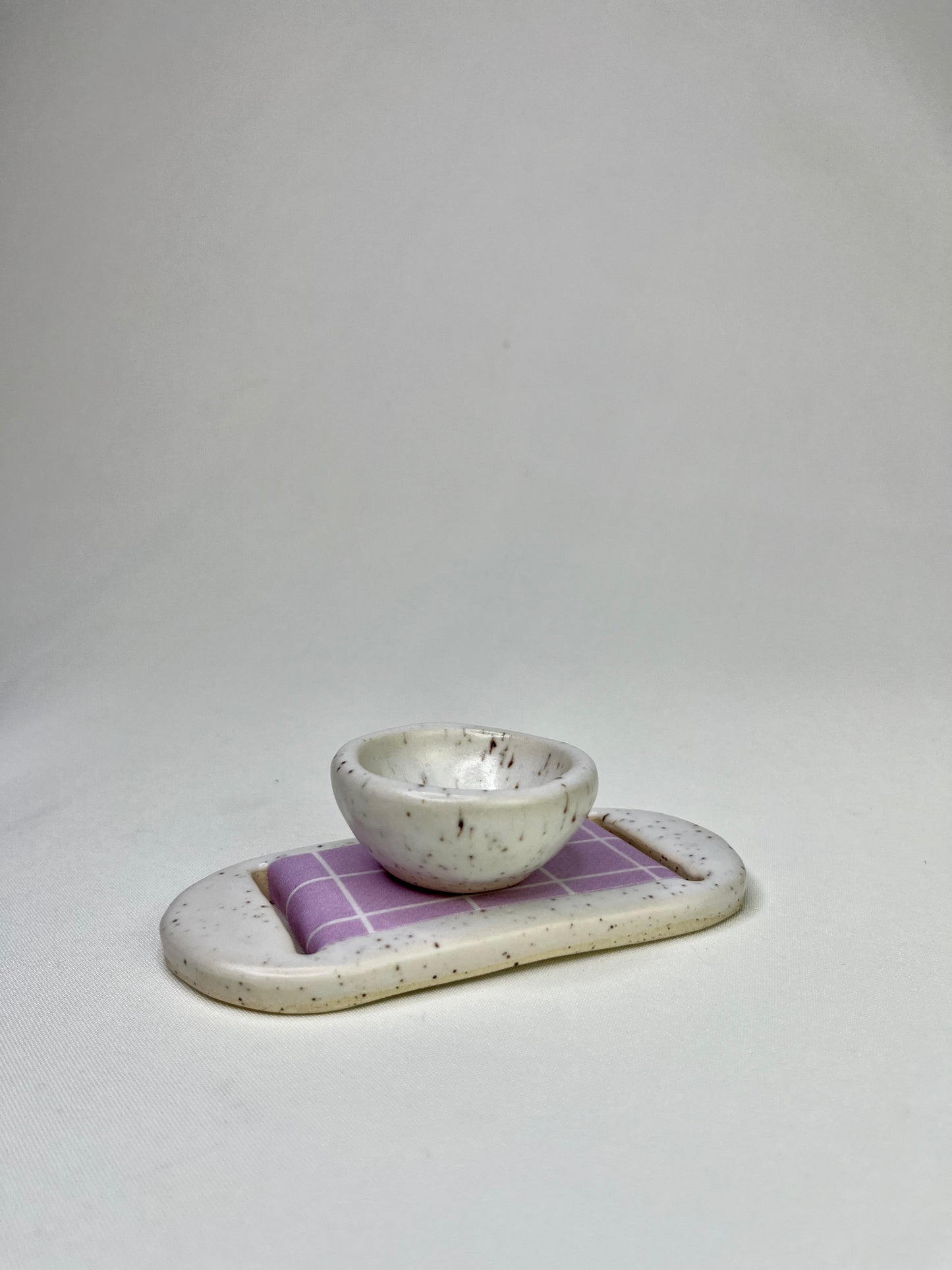 Large White Lavender Jewelry Tray & Pot