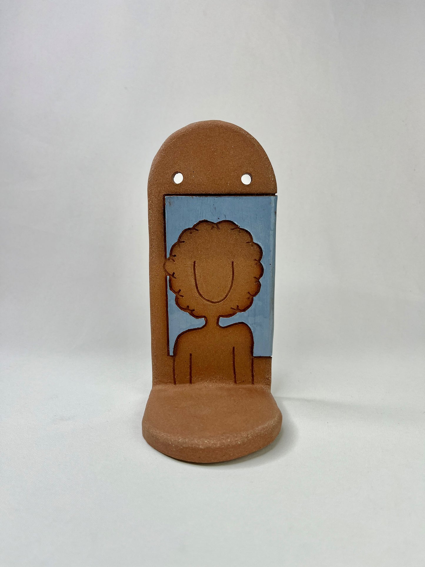 Pale Blue Afro Lady Jewelry Shelf & Pot