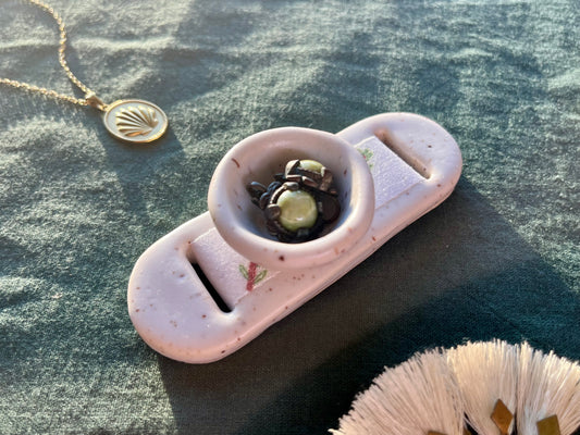 Small White Leaves Jewelry Tray & Pot