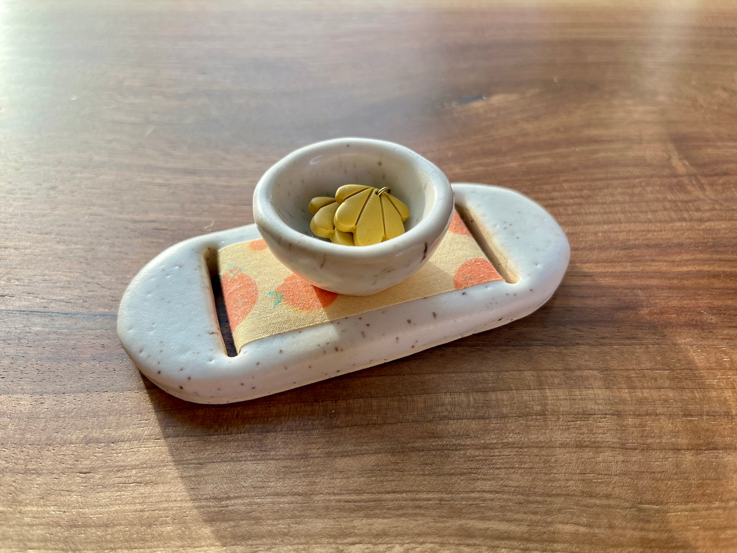 Medium White Oranges Jewelry Tray & Pot