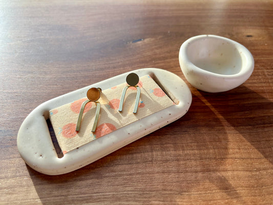 Large Cream Oranges Jewelry Tray & Pot