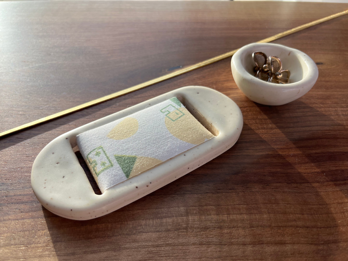 Large Cream Homes Jewelry Tray & Pot