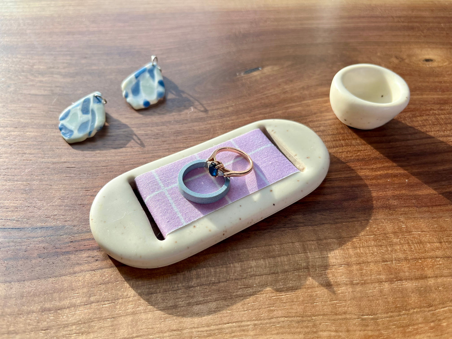 Medium Lavender Cream Jewelry Tray & Pot