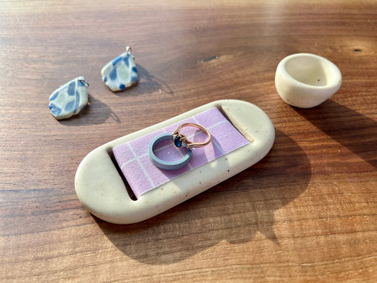 Medium Lavender Cream Jewelry Tray & Pot