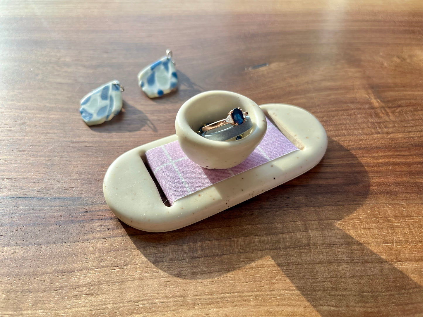 Medium Lavender Cream Jewelry Tray & Pot