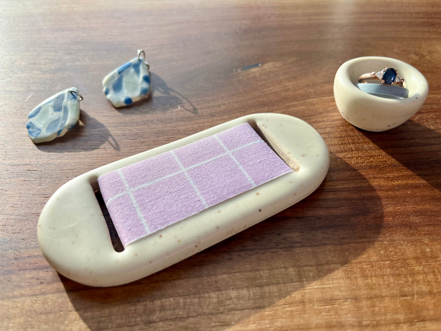 Medium Lavender Cream Jewelry Tray & Pot