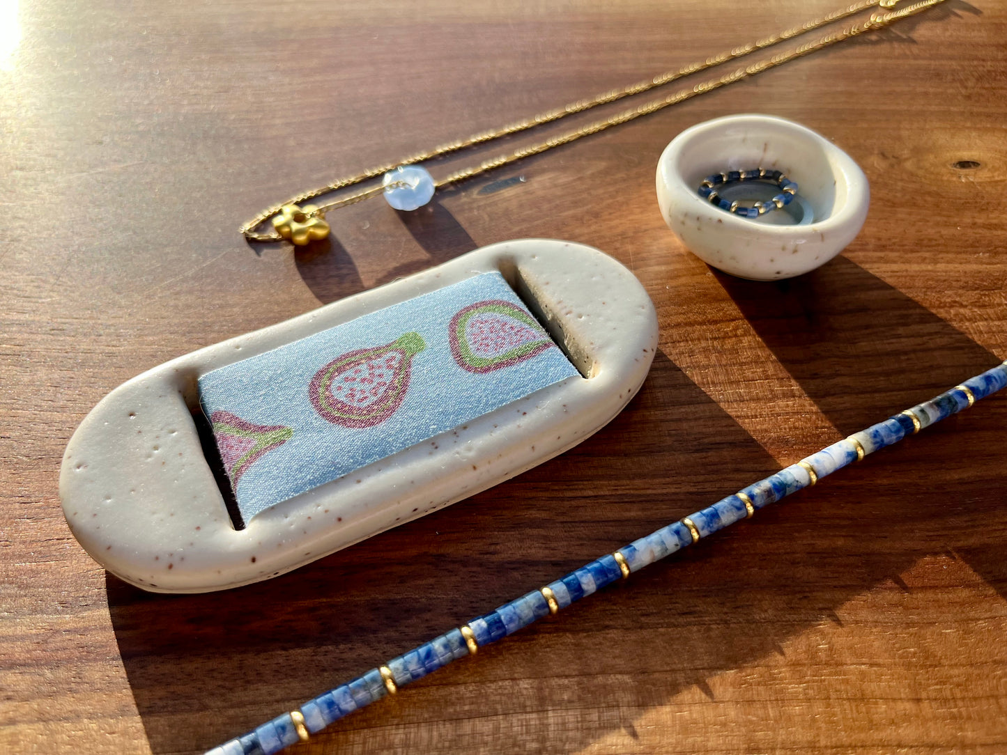 Medium White Figs Jewelry Tray & Pot