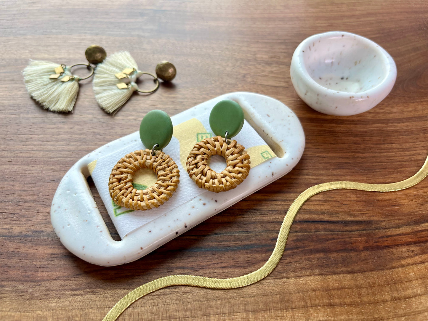 Large White Homes Jewelry Tray & Pot