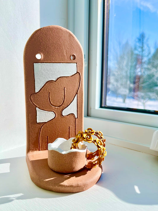 Fine Afro Lady Jewelry Shelf & Pot