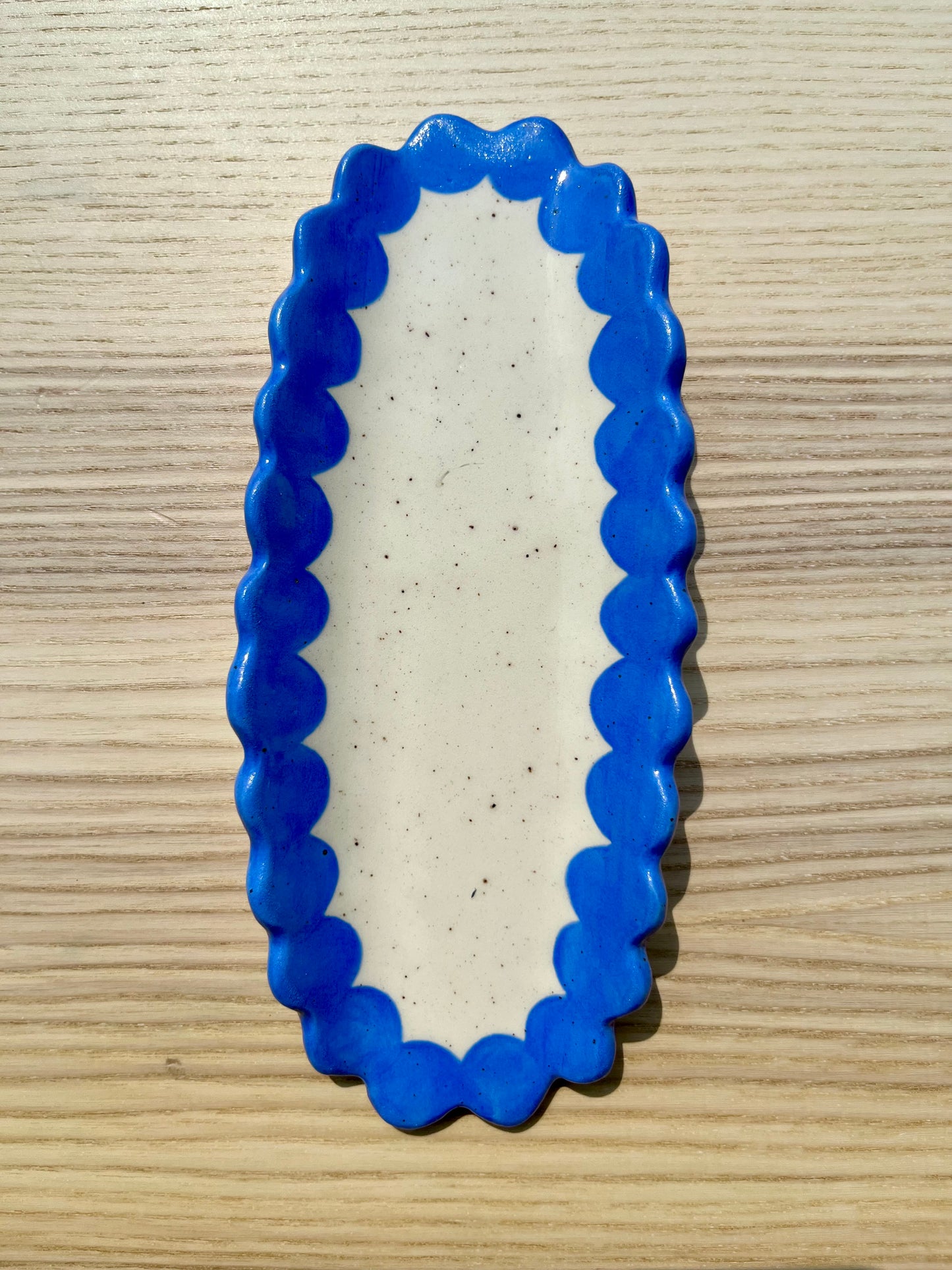 Blue Scalloped Hotdog/Corn Holder