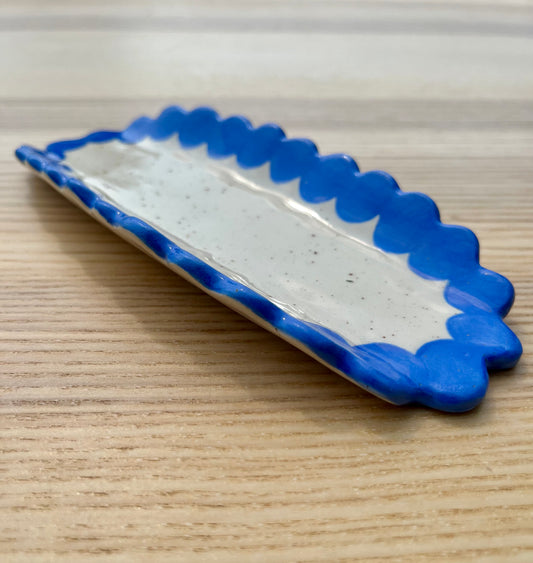 Blue Scalloped Hotdog/Corn Holder