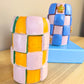 Orange & Pink Checkered Vase - Seconds Sale