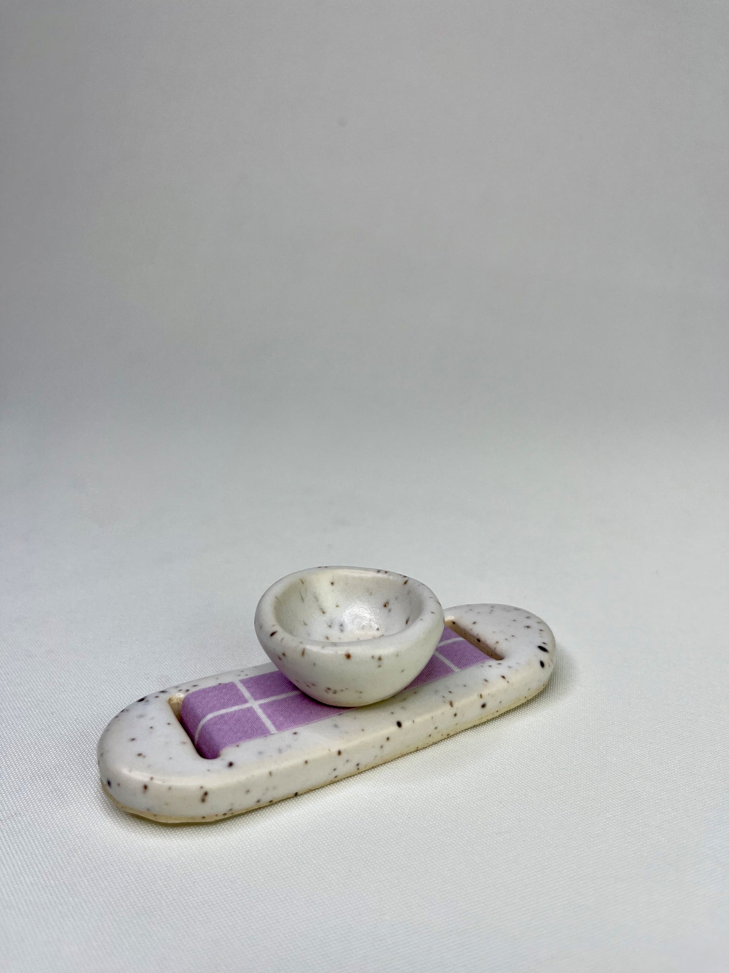 Small White Lavender Jewelry Tray & Pot