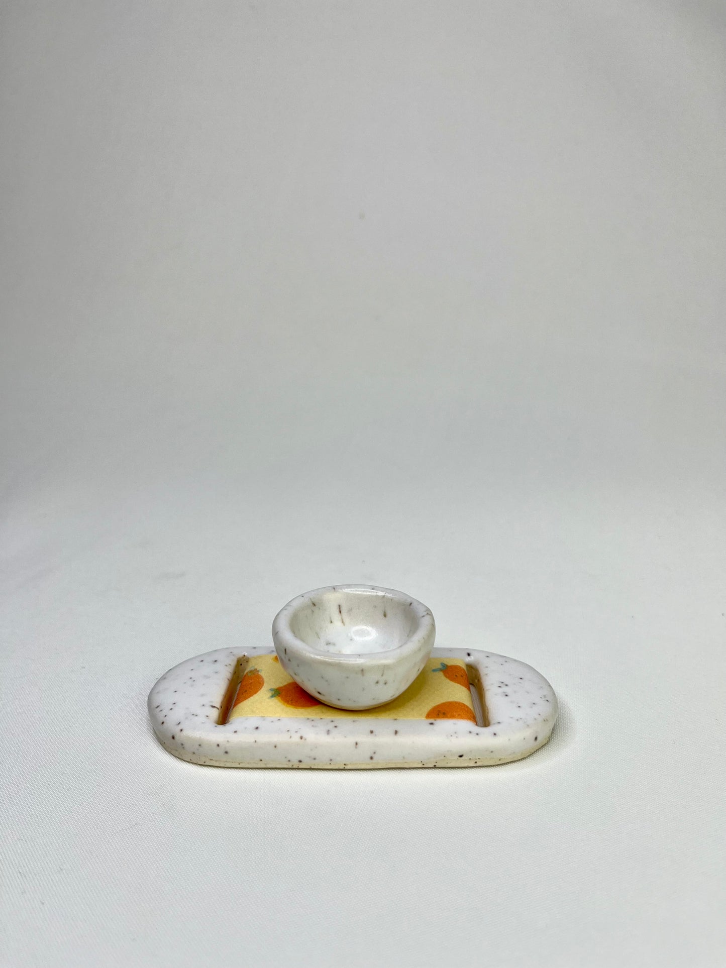 Medium White Oranges Jewelry Tray & Pot