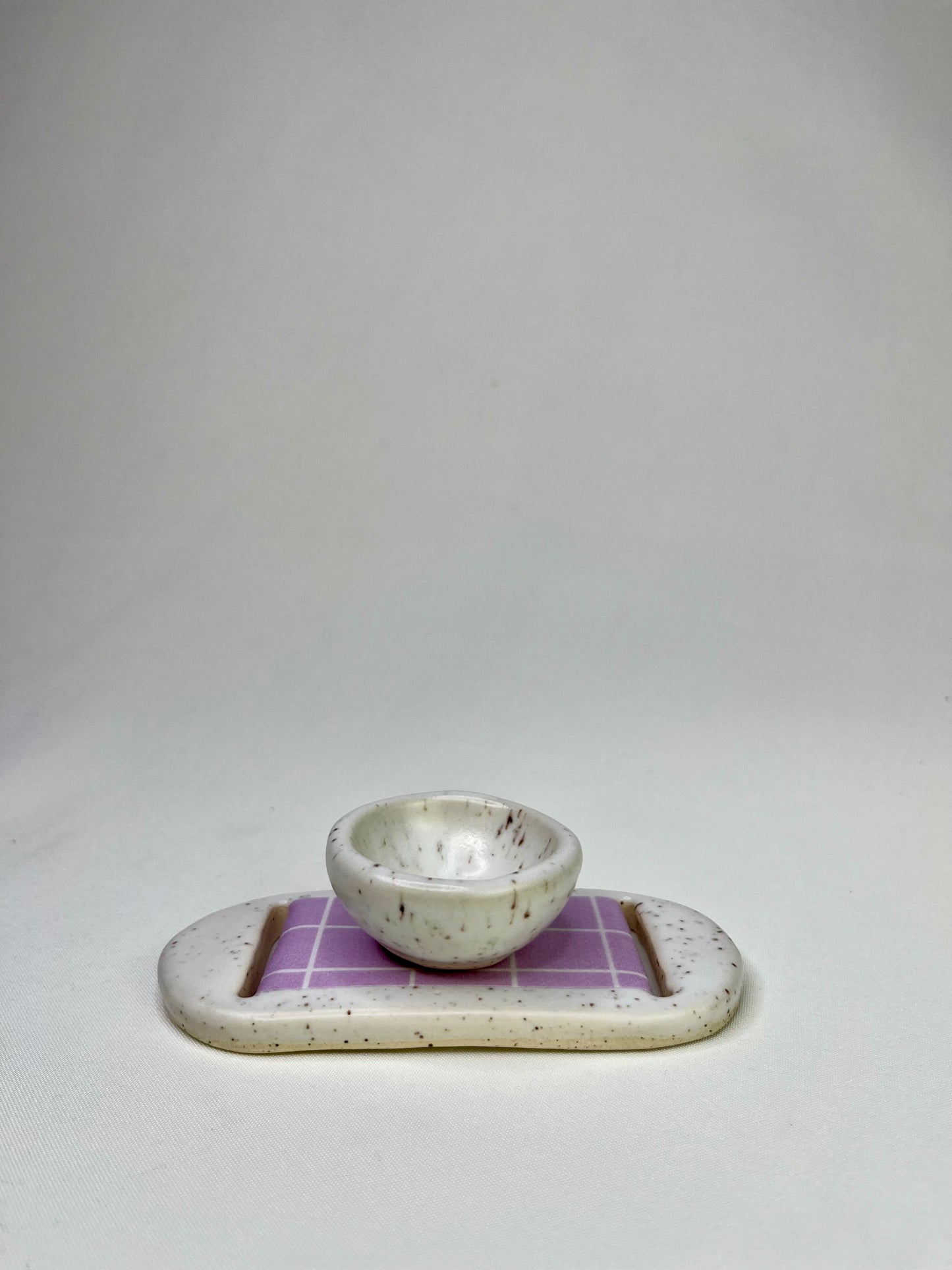 Large White Lavender Jewelry Tray & Pot